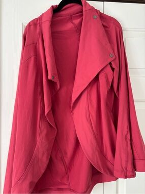 Women's Open-Front Draped Jacket - Pink/Coral
